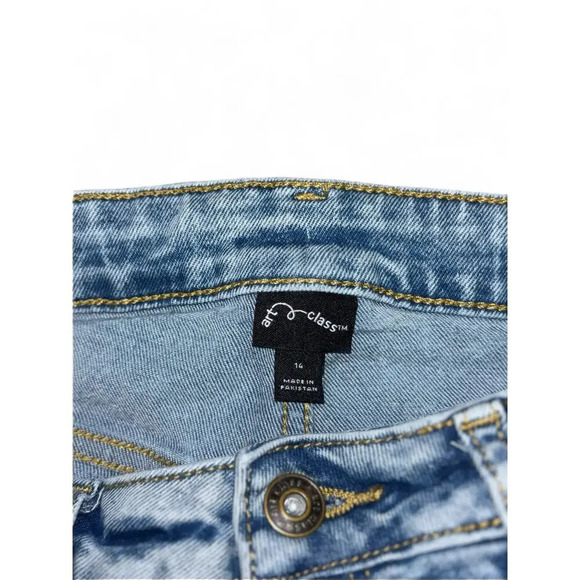 Art Class Girls Denim Jeans Bleach Washed Distressed Skinny Leg Size 14 - Picture 5 of 6